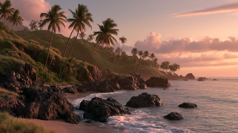 Tropical island at dawn