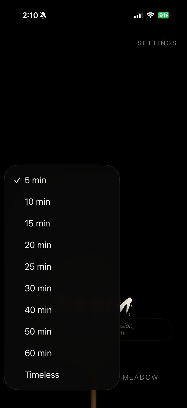 Picking a duration, from 5 minutes to Timeless