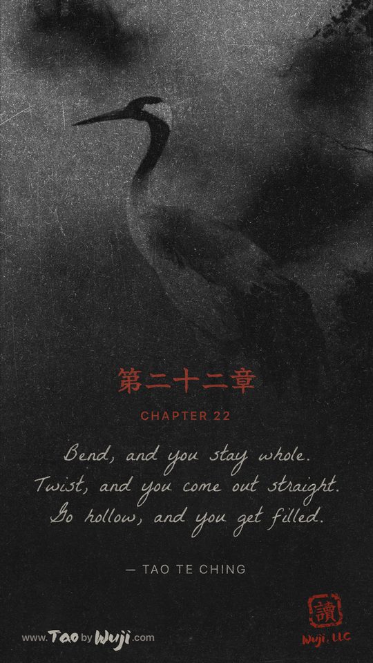 A shared card: lines from chapter twenty-two of the Tao Te Ching over one of the paintings